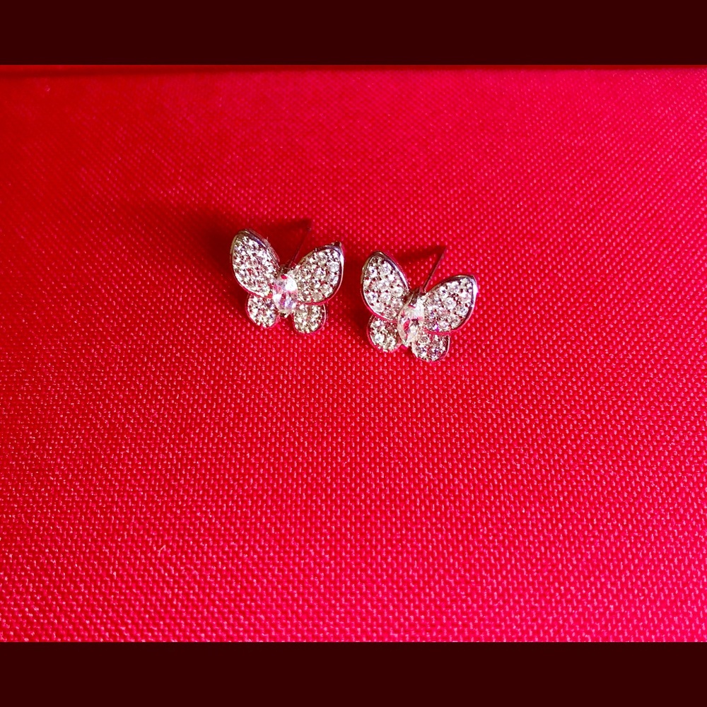 silver woman’s butterfly earrings high quality